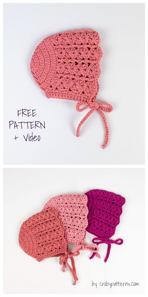 Crochet Seashell Baby Bonnet Free Crochet Pattern + Video