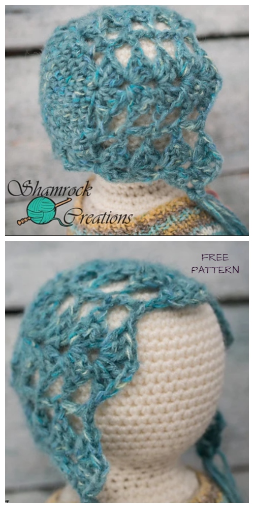 Crochet Open Shell Baby Bonnet Free Crochet Pattern