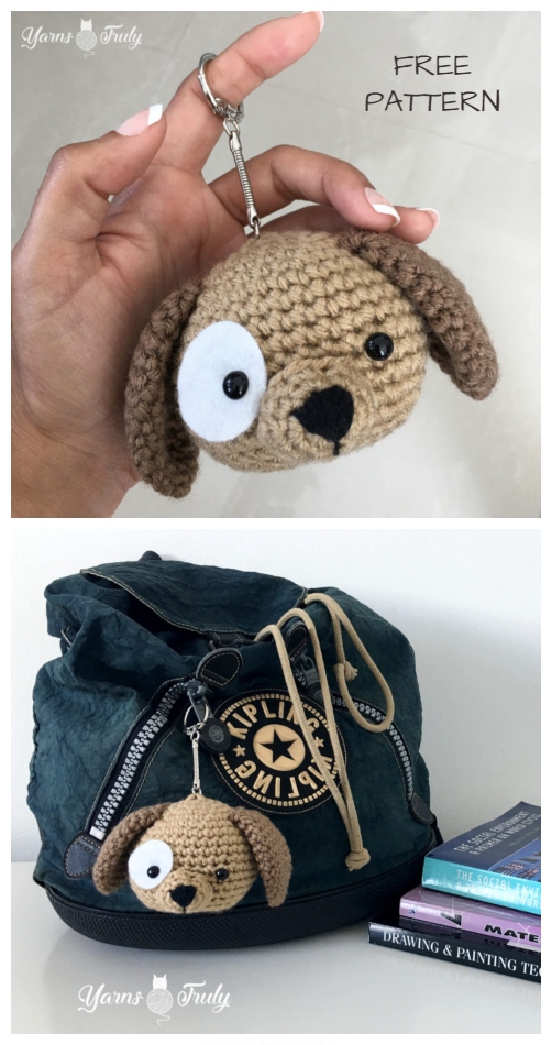 Cute Puppy Crochet Dog Keychain Amigurumi Free Patterns