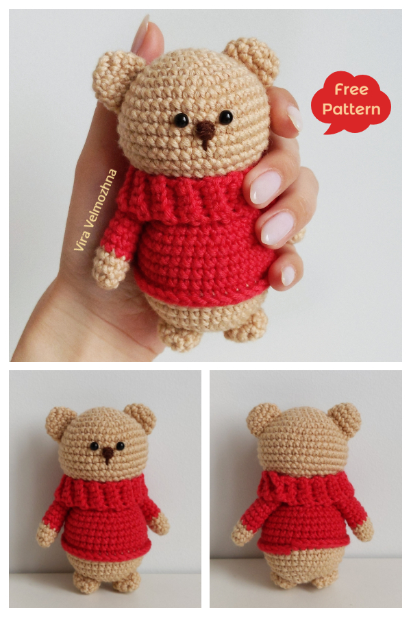 Crochet Teddy Bear in Sweater Amigurumi Free Patterns