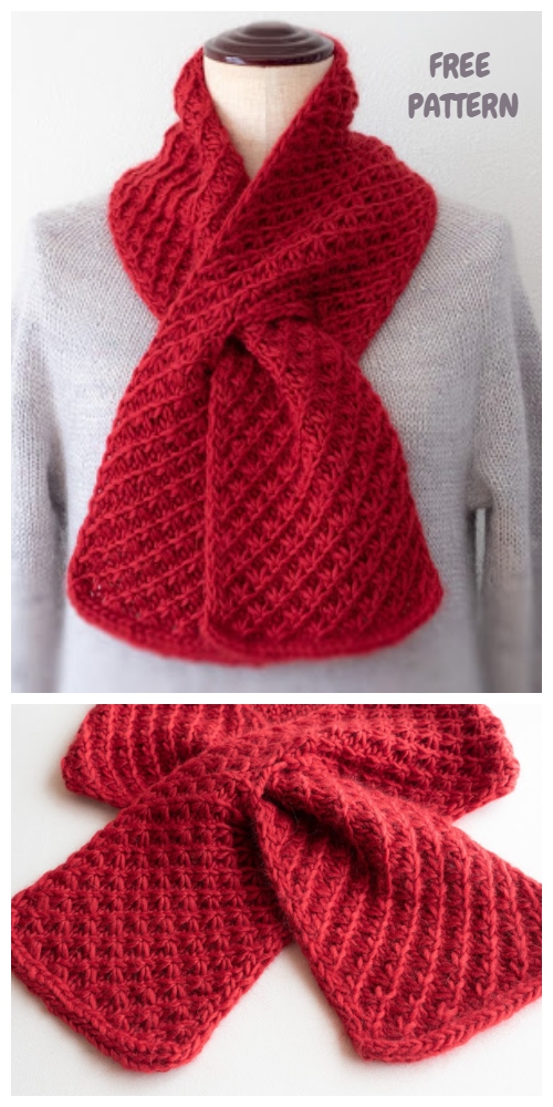 Knit Star Stitch Cherry Pie Scarf Free Knitting Pattern