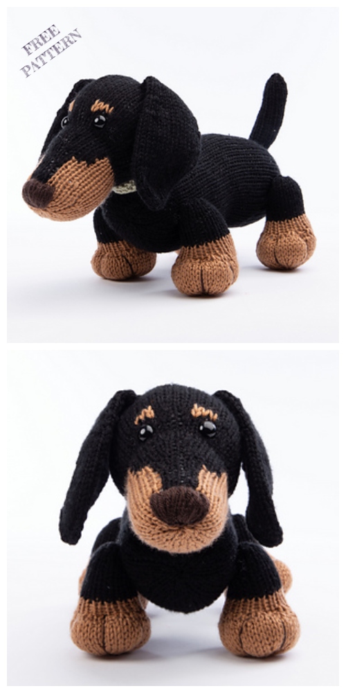 Knit Dachshund Dog Free Knitting Pattern