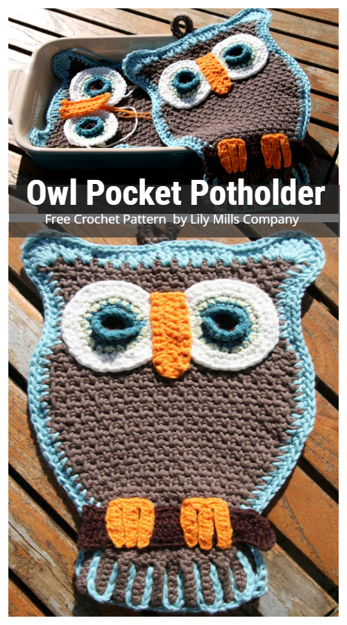 Crochet Owl Pocket Potholder Free Crochet Pattern