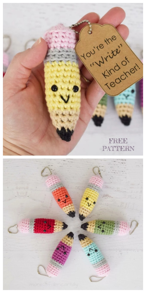 Crochet Pencil Keychain Amigurumi Free Pattern