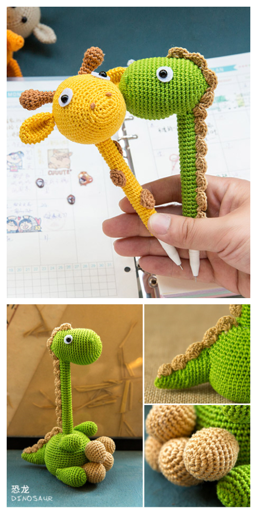 Crochet Dinasaur Pen Amigurumi Free Pattern