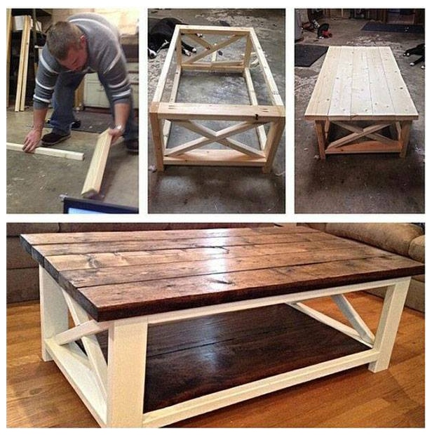 DIY Rustic X Coffee Table Tutorial + FREE Plan