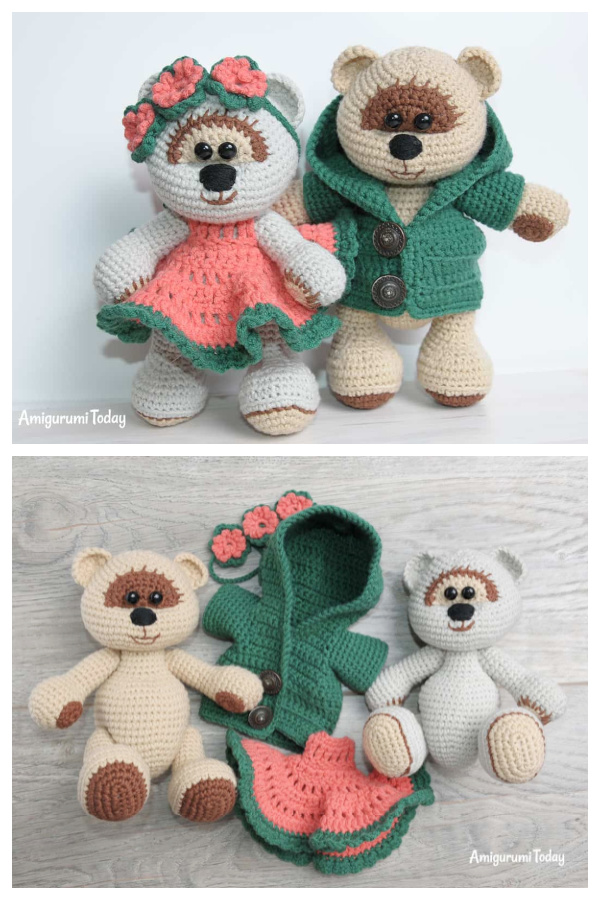 Crochet Honey teddy Bears in Love Amigurumi Free Patterns