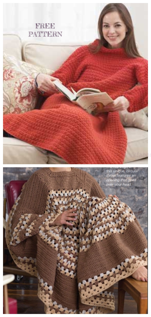 Crochet Women Snuggle Up Blankets With Sleeves Free Patterns