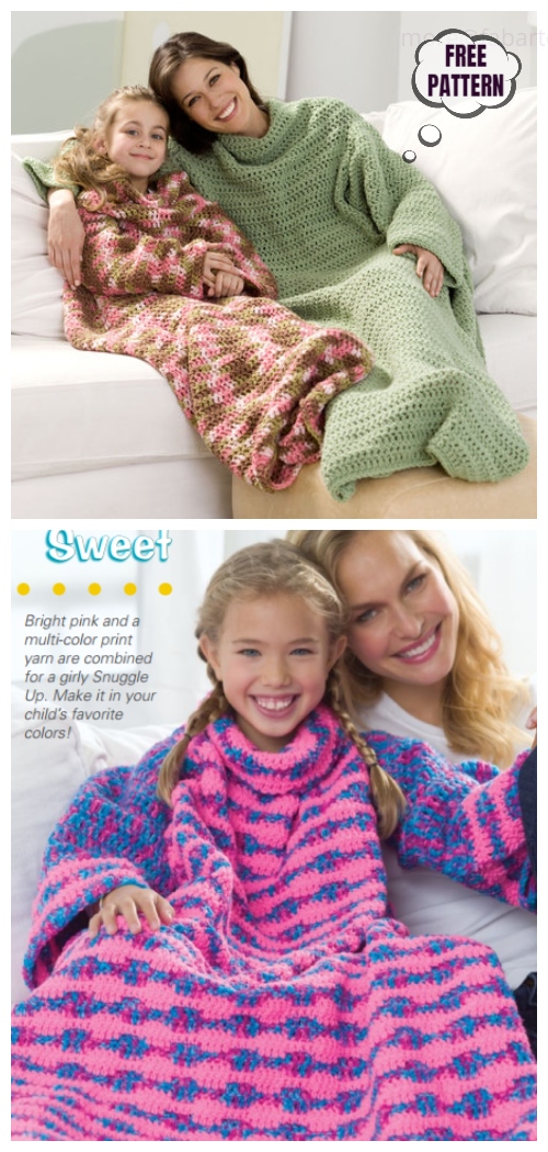 Crochet Snuggle Up Throw with Sleeves Free Patterns