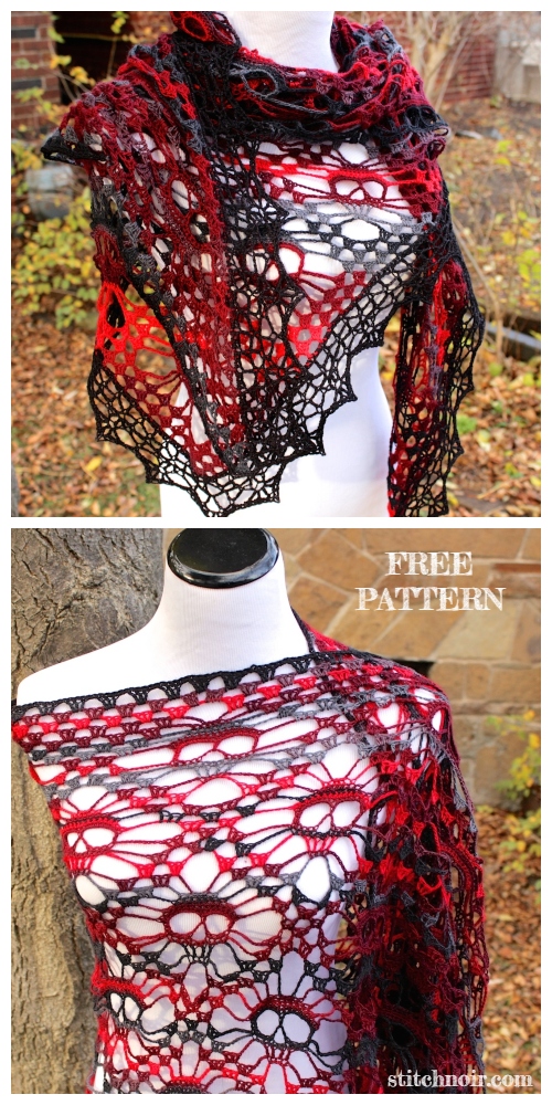 Fall Skull Shawl Free Crochet Pattern + Video