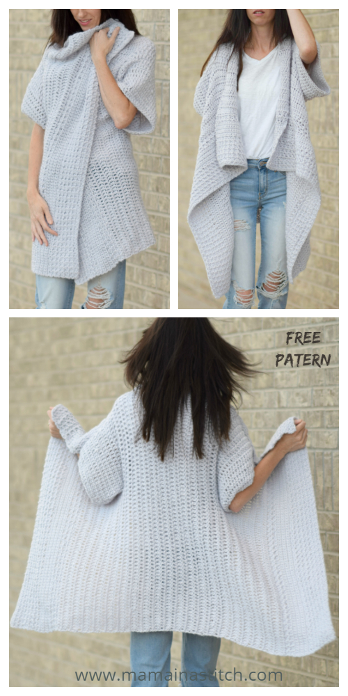 Crochet Women Cascading Kimono Cardigan Free Crochet Pattern