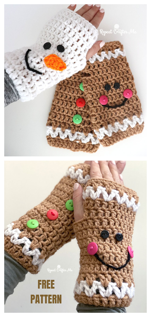 Christmas Fingerless Mittens Free Crochet Patterns