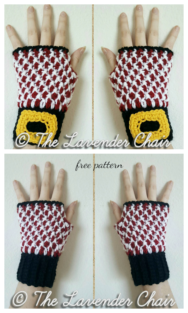 Christmas Peppermint Fingerless Gloves Free Crochet Patterns