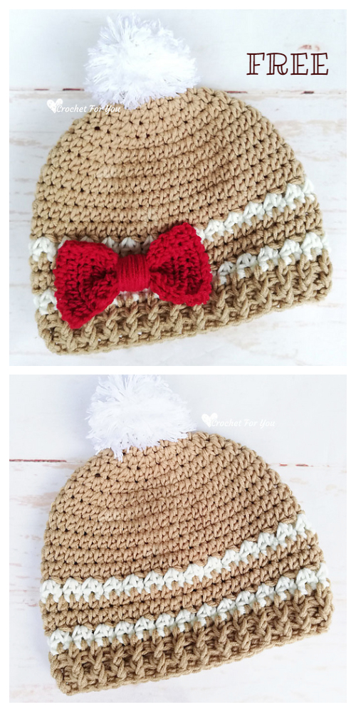 Modern Christmas Gingerbread Hat Free Crochet Patterns