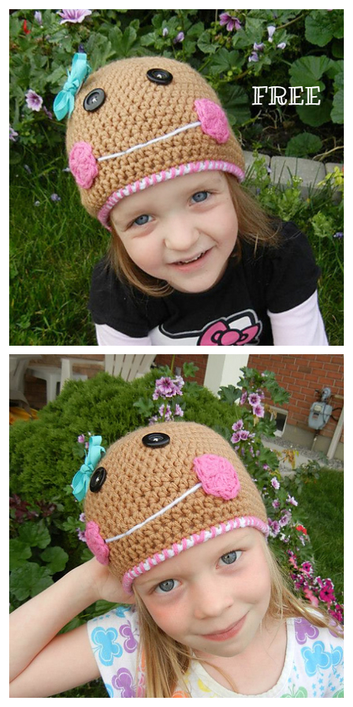 Christmas Gingerbread Cookie Hat Free Crochet Patterns