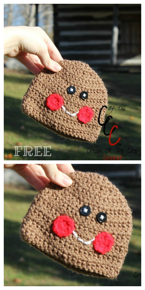 Newborn Christmas Gingerbread Hat Free Crochet Patterns