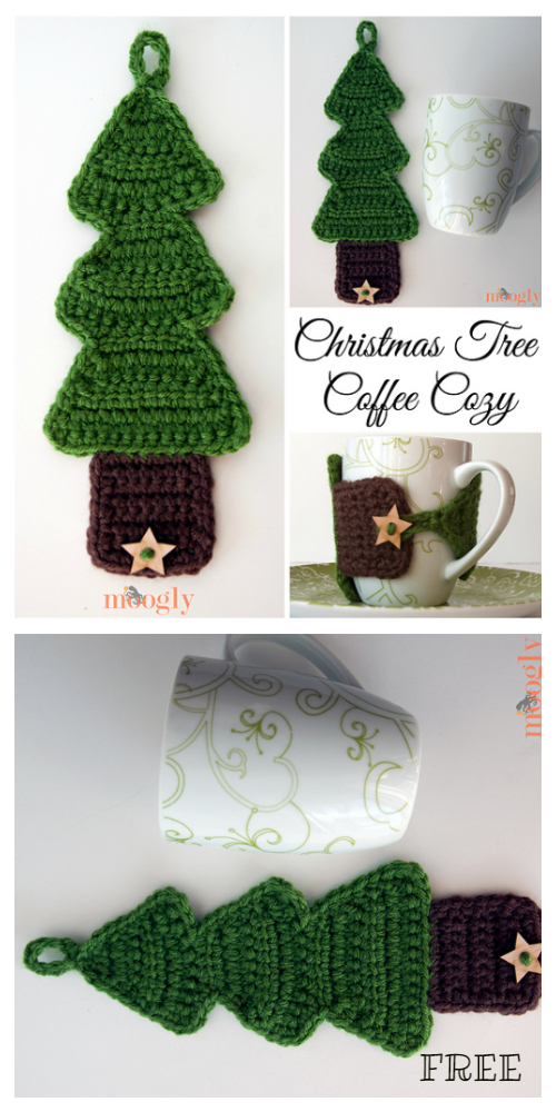 Christmas Tree Coffee Mug Cozy Free Crochet Patterns