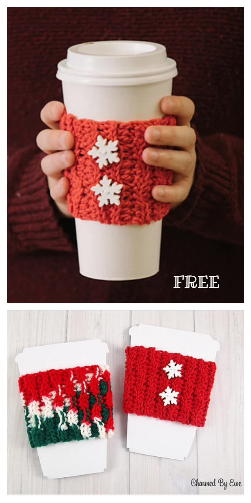 Christmas Coffee Mug Cozy Free Crochet Patterns