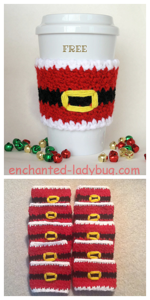 Christmas Santa Coffee Mug Cozy Free Crochet Patterns