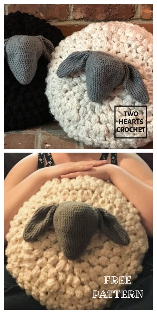 Bobble Lamb Sheep Pillow Free Crochet Patterns