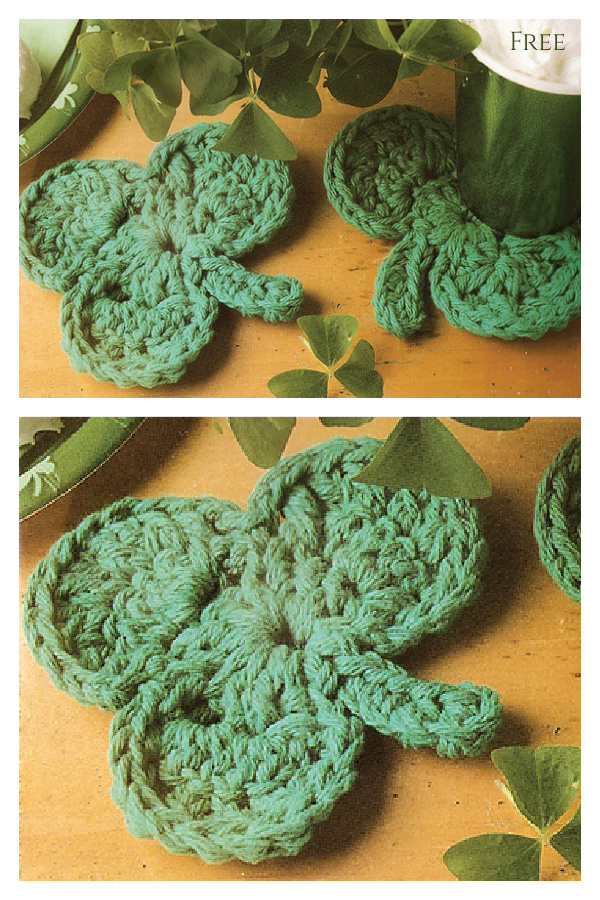 Spring Shamrock Coaster Free Crochet Patterns