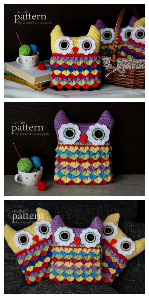 Owl Pillow Free Crochet Pattern & Paid
