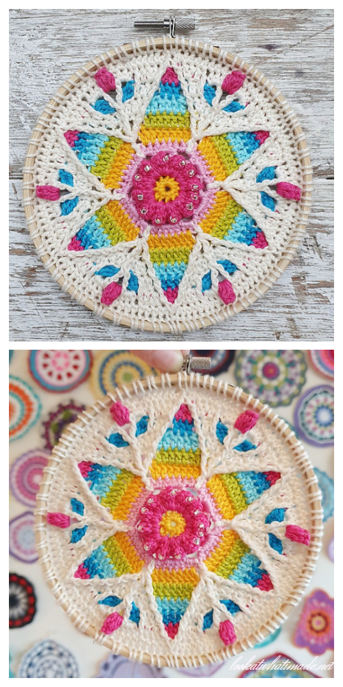 Scrap Yarn Fancy Rainbow Mandala Free Crochet Patterns