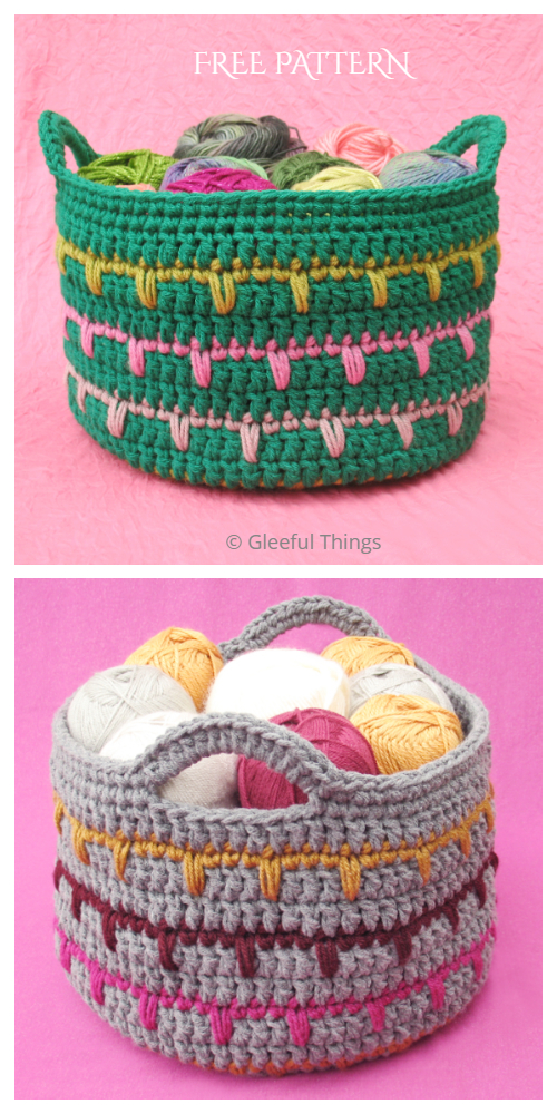Spike Stitch Basket Free Crochet Patterns