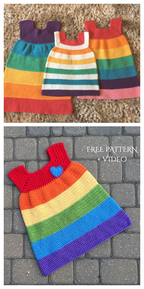 Rainbow Dress Free Crochet Patterns + Video