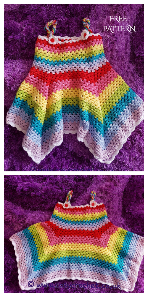 Rainbow Granny Stripe Summer Dress Free Crochet Patterns 