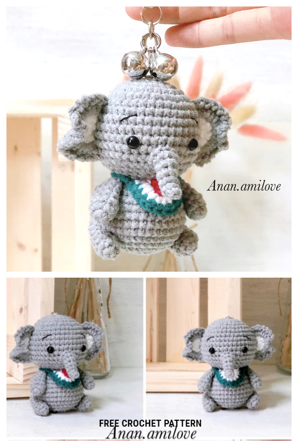 Crochet Elephant Keychain Amigurumi Free Patterns
