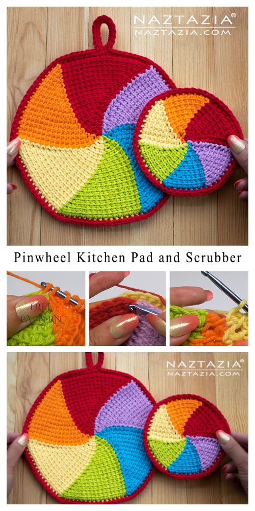 Pinwheel Kitchen Pad Potholder Free Crochet Patterns