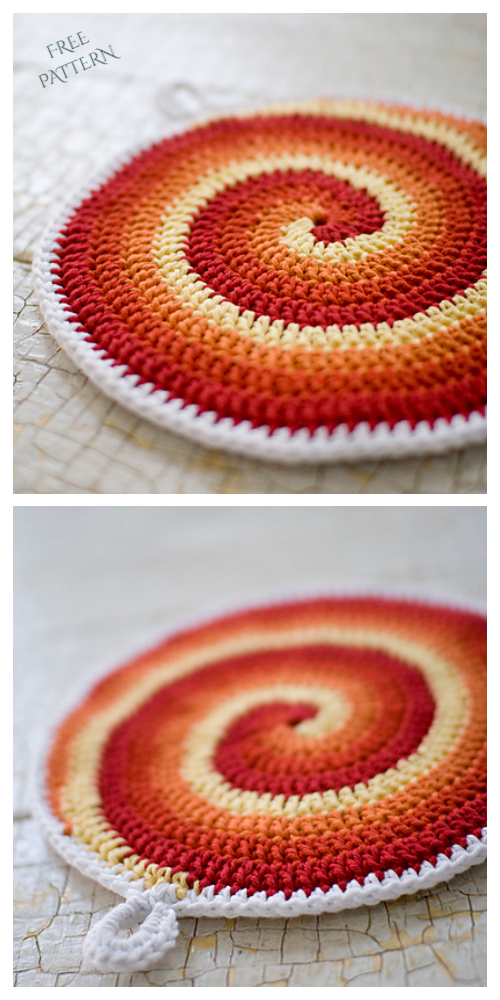 Pinwheel Kitchen Pad Potholder Free Crochet Patterns
