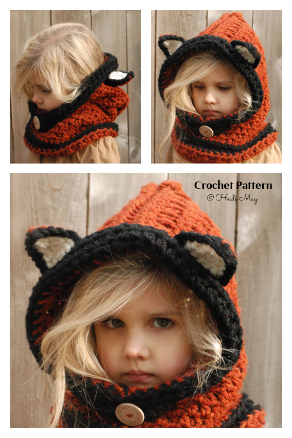 Hooded Flint&nbsp;Fox Cowl Crochet Pattern