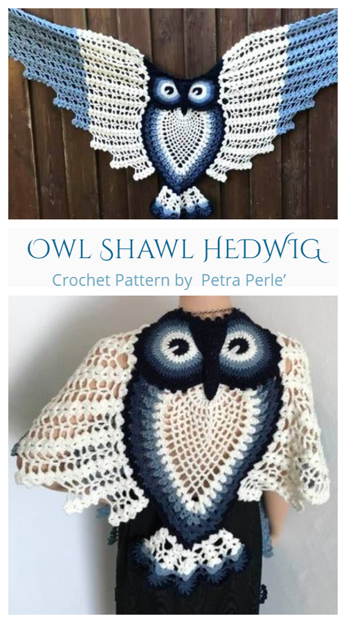 Petra Perle’s Owl Shawl HEDWIG Crochet Pattern