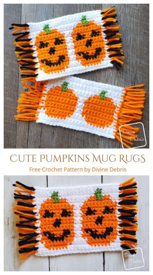 Cute Pumpkins Mug Rugs/Coaster Free Crochet Patterns
