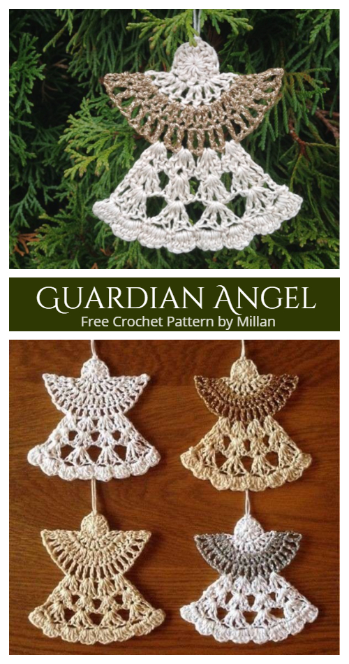 Guardian Angel Christmas Ornaments Free Crochet Pattern