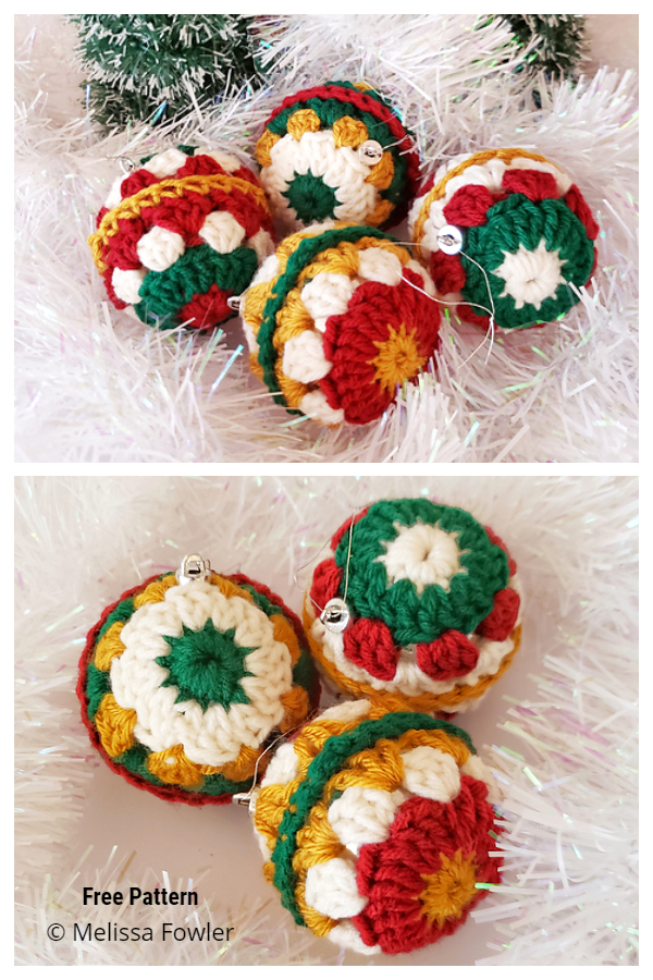 Christmas Holly Jolly&nbsp;Balls Ornament Free Crochet Patterns