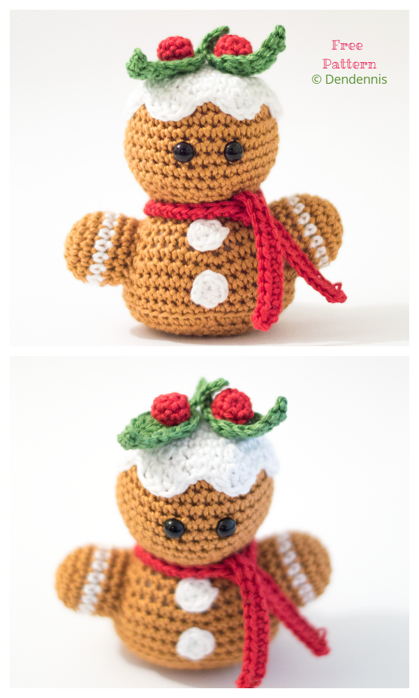 Christmas Crochet Gingerbread Man Bust Amigurumi Free Patterns