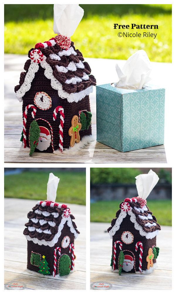 Gingerbread House Tissue Box Cover Free Crochet Patterns 