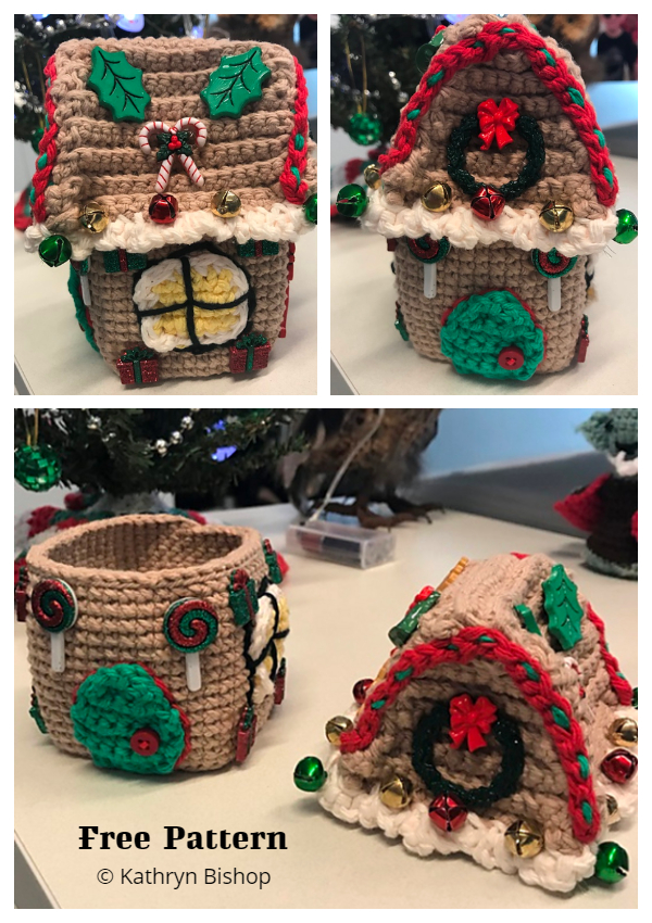 Basic Christmas Gingerbread House Box Free Crochet Patterns 