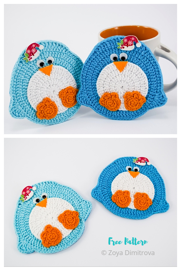 Christmas Penguin Coaster Free Crochet Patterns