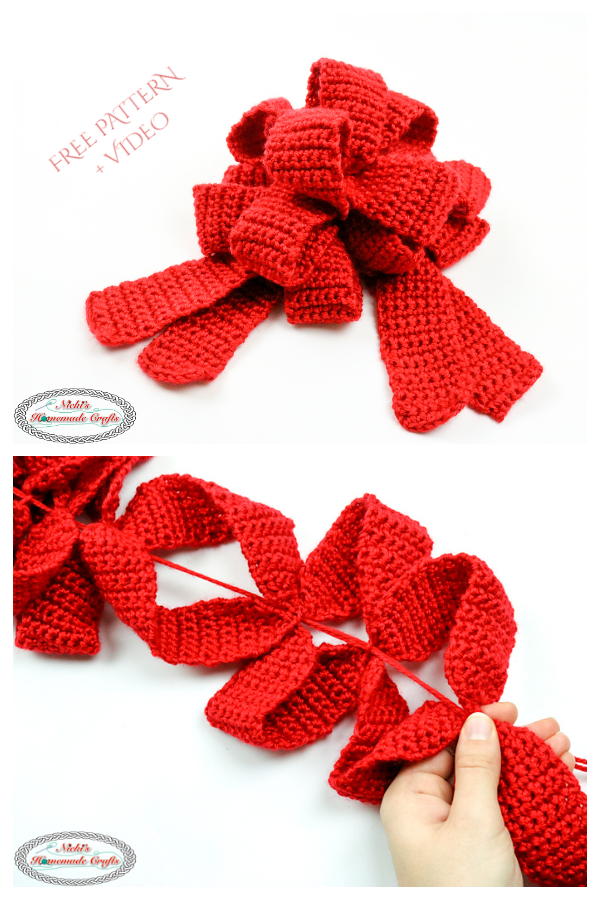 Pull String Gift Bow Free Crochet Pattern + Video
