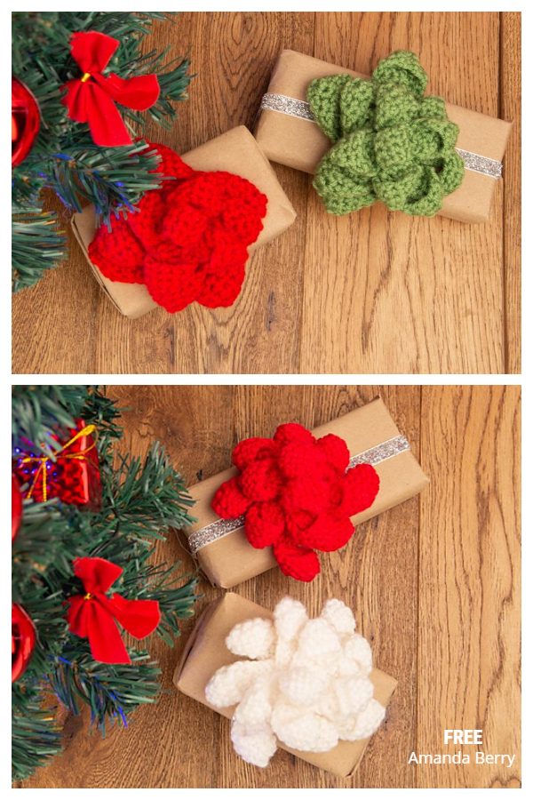 Christmas Present Gift Bow Free Crochet Patterns