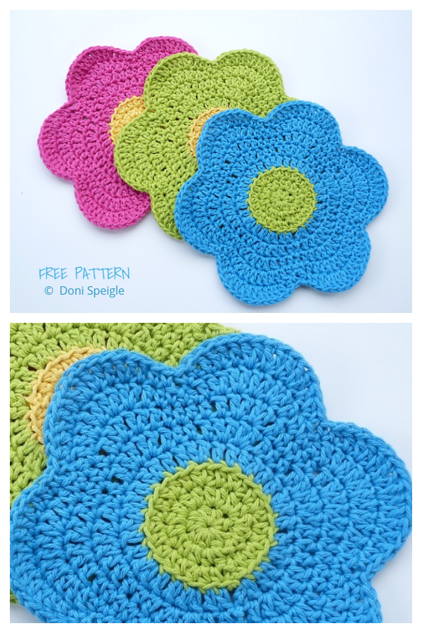 Flower Power Dishcloth Free Crochet Patterns