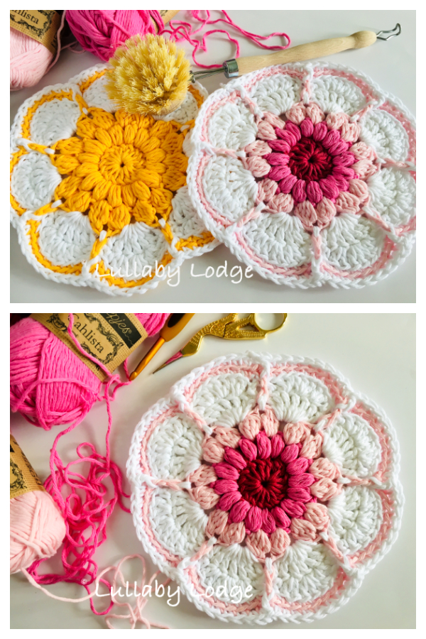 Starburst Daisy Dishcloth Free Crochet Pattern 