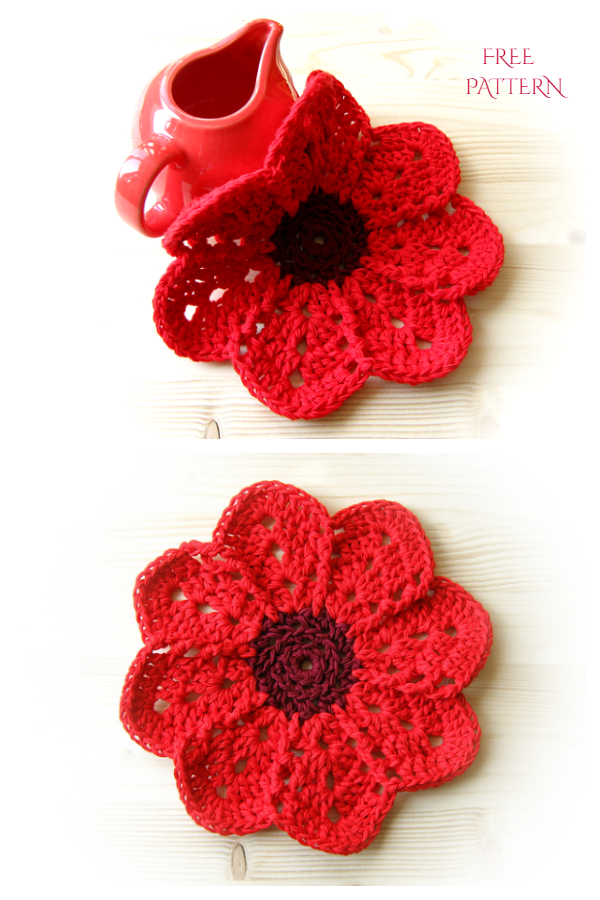 Flower Dishcloth Free Crochet Patterns