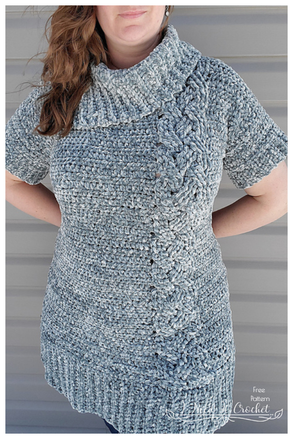Cozy Cabled Sweater Dress Free Crochet Patterns