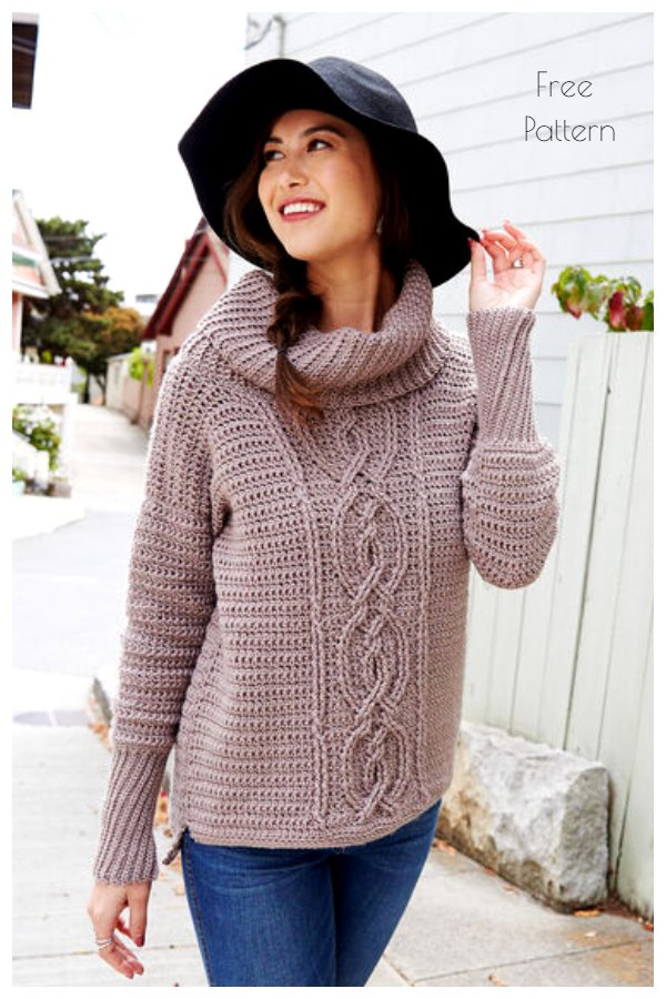 Entwined Chic Cable Sweater Free Crochet Patterns