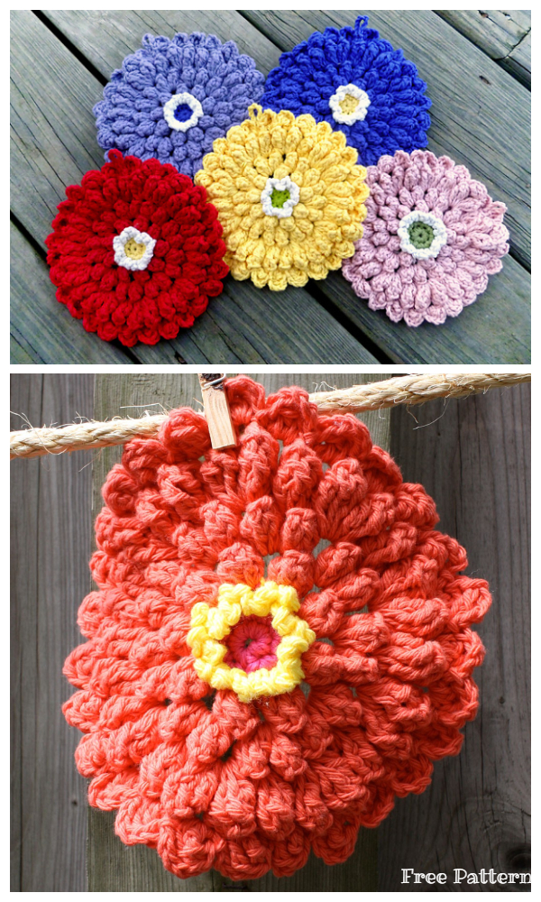 Zinnia Dishcloth Free Crochet Patterns